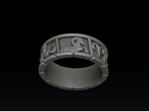 Horoscope Aries Ring v2 3D print model 3D प्रिंट मॉडल