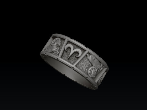 Horoscope Aries Ring v2 3D print model 3D प्रिंट मॉडल