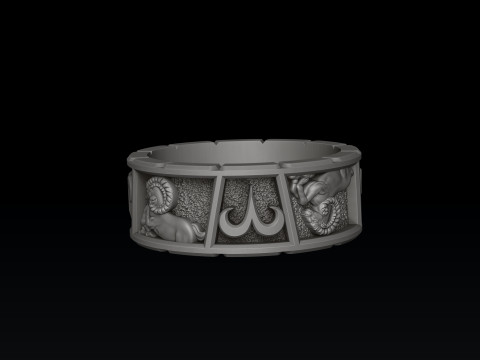 Horoscope Aries Ring v2 3D print model 3D प्रिंट मॉडल