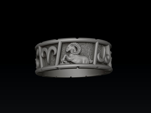 Horoscope Aries Ring v2 3D print model 3D प्रिंट मॉडल