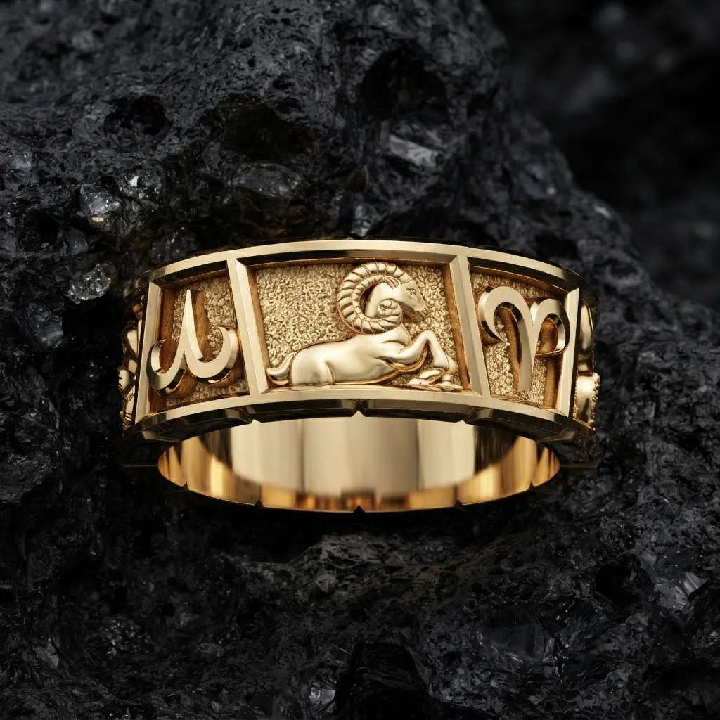 Horoscope Aries Ring v2 3D print model 3D Print Model .c4d .max .obj .3ds .fbx .stl .blend