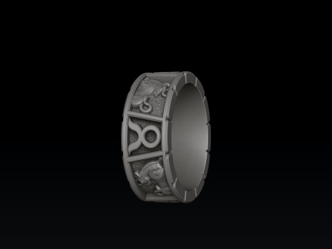 Horoscope Taurus Ring v2 3D print model 3Dプリントモデル