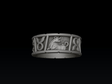 Horoscope Taurus Ring v2 3D print model 3Dプリントモデル