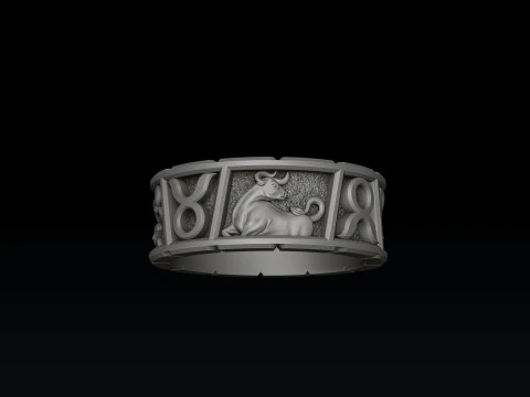 Horoscope Taurus Ring v2 3D print model 3D Print Model