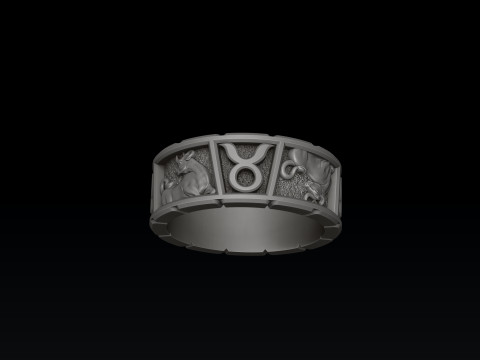 Horoscope Taurus Ring v2 3D print model 3Dプリントモデル