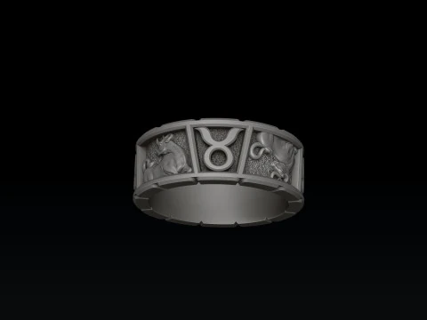 Horoscope Taurus Ring v2 3D print model 3D Print Model