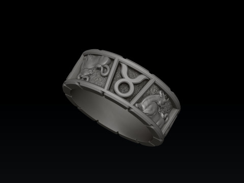 Horoscope Taurus Ring v2 3D print model 3Dプリントモデル