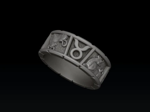 Horoscope Taurus Ring v2 3D print model 3D Print Model