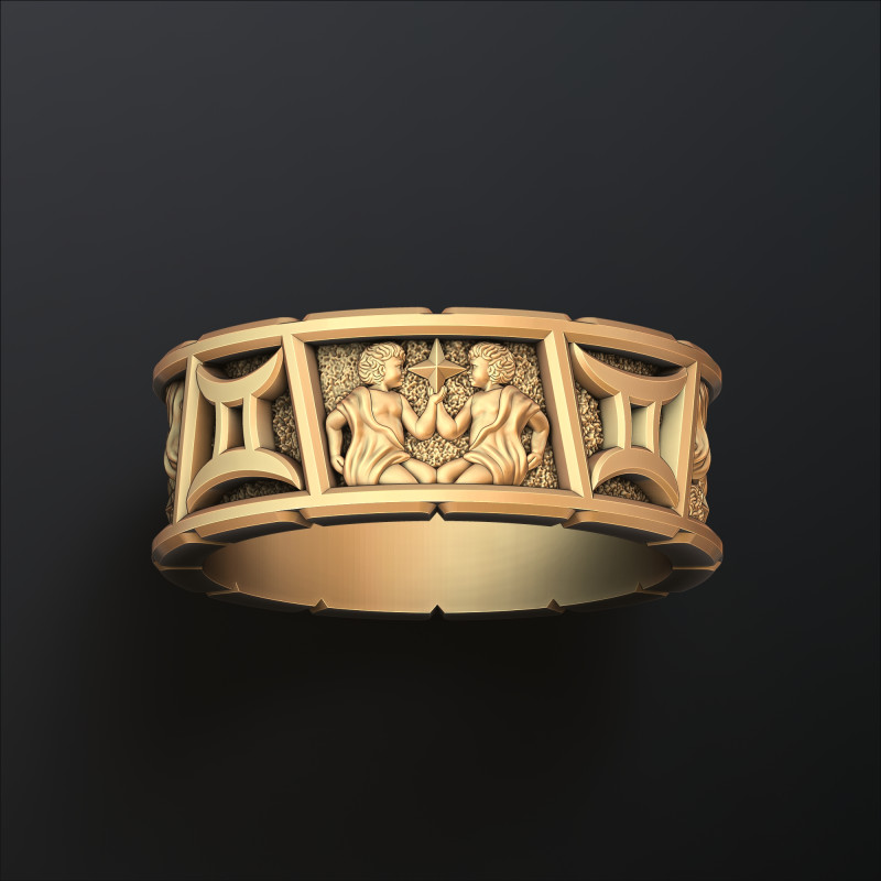 Horoscope Gemini Ring v2 3D print model 3D Принт Модель .c4d .max .obj .3ds .fbx .stl .blend