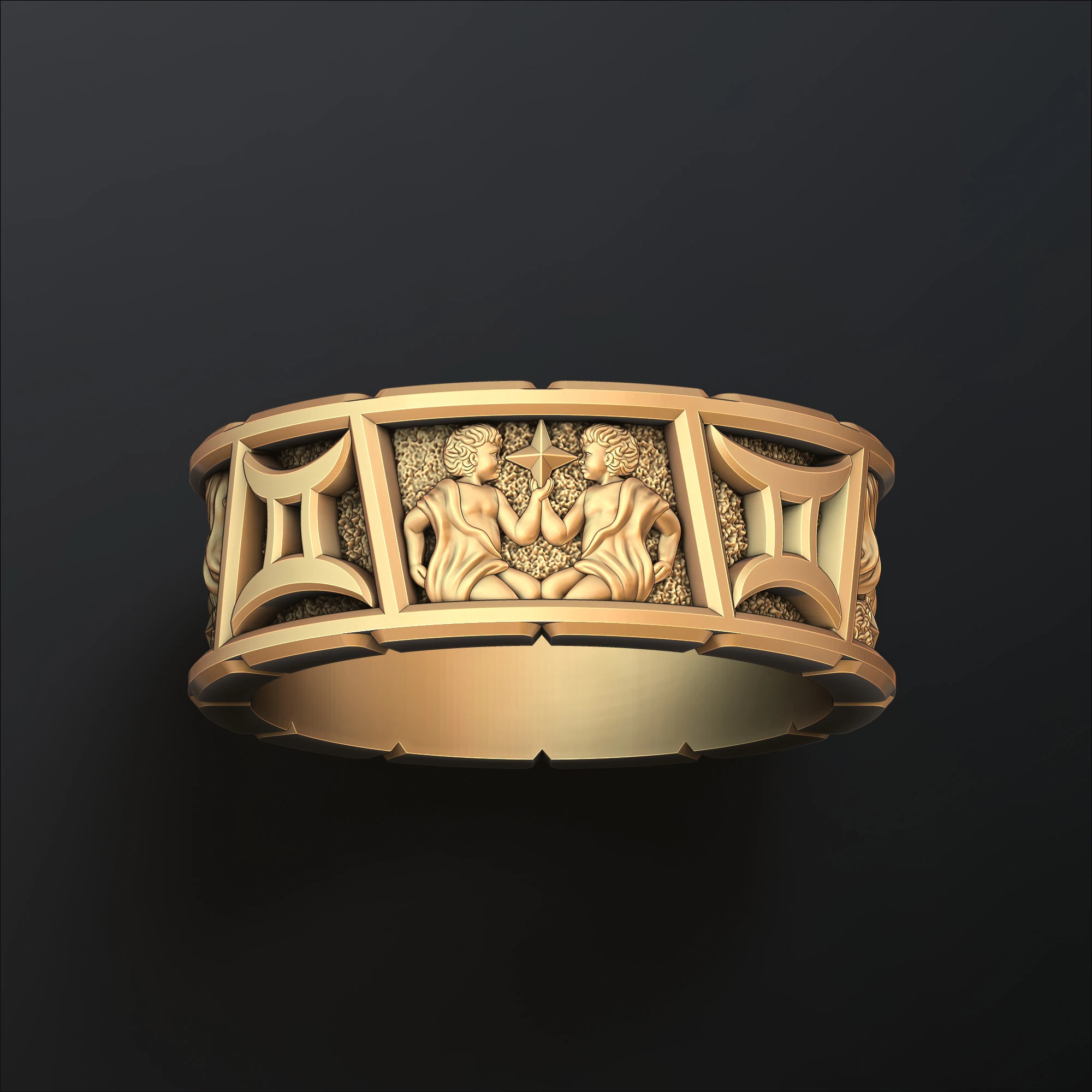 Horoscope Gemini Ring v2 3D print model 3D Print Model .c4d .max .obj .3ds .fbx .stl .blend 