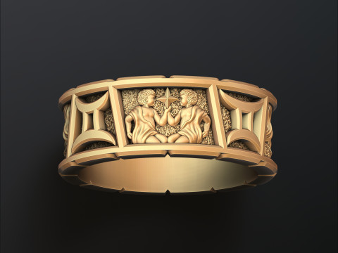 Horoscope Gemini Ring v2 3D print model 3D Print Model
