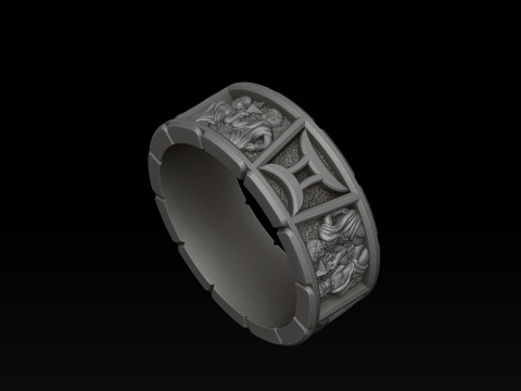 Horoscope Gemini Ring v2 3D print model 3D Принт Модель