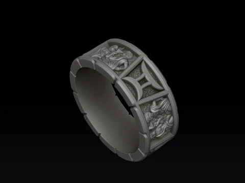 Horoscope Gemini Ring v2 3D print model 3D Print Model