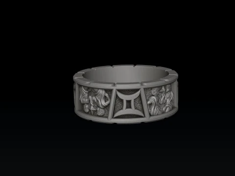 Horoscope Gemini Ring v2 3D print model 3D Print Model
