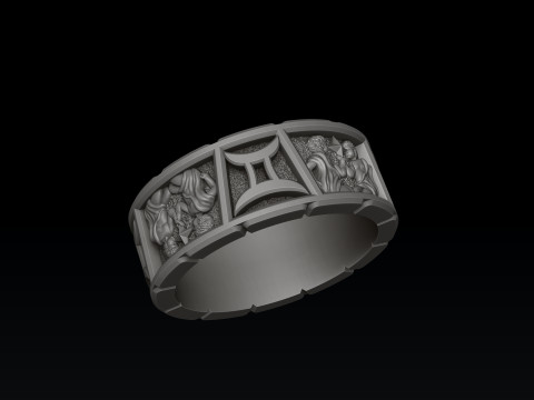 Horoscope Gemini Ring v2 3D print model 3D Принт Модель
