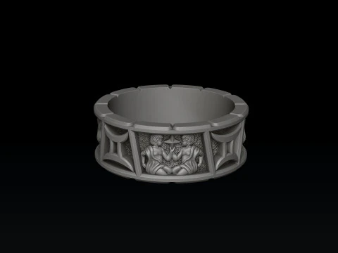 Horoscope Gemini Ring v2 3D print model 3D Print Model