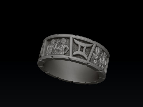 Horoscope Gemini Ring v2 3D print model 3D Принт Модель