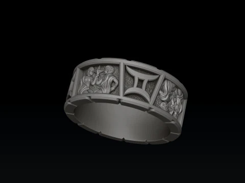 Horoscope Gemini Ring v2 3D print model 3D Print Model