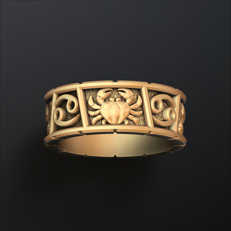 Horoscope Cancer Ring v2 3D print model 3D 프린트 모델 .c4d .max .obj .3ds .fbx .stl .blend
