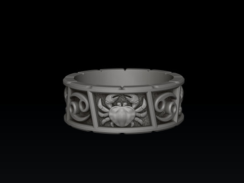 Horoscope Cancer Ring v2 3D print model 3D 프린트 모델
