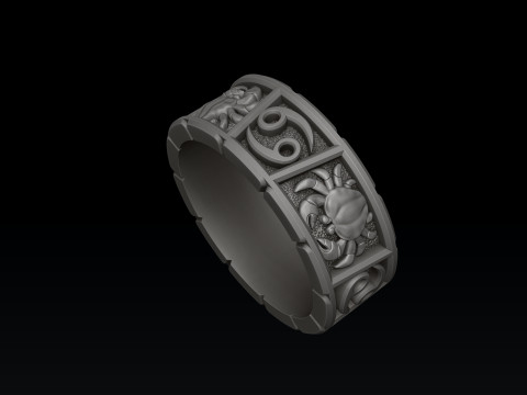 Horoscope Cancer Ring v2 3D print model 3D 프린트 모델