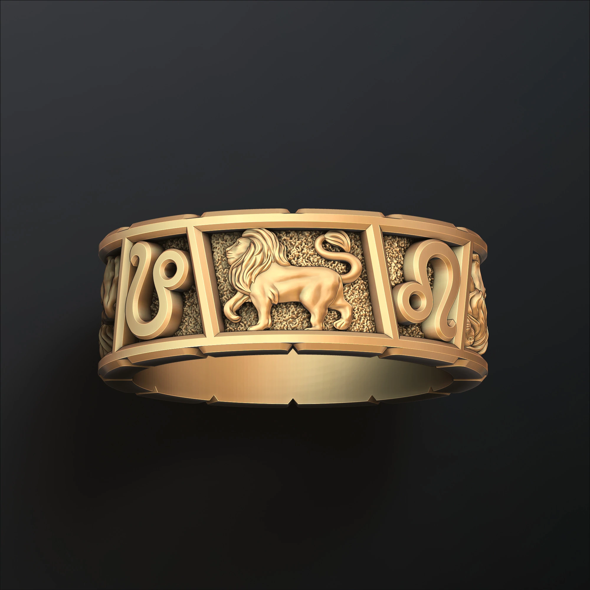 Horoscope Leo Ring v2 3D print model 3D Print Model .c4d .max .obj .3ds .fbx .stl .blend 