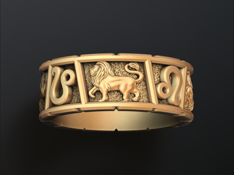 Horoscope Leo Ring v2 3D print model 3D 打印模型