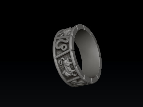 Horoscope Leo Ring v2 3D print model Modelo de Impressão 3D