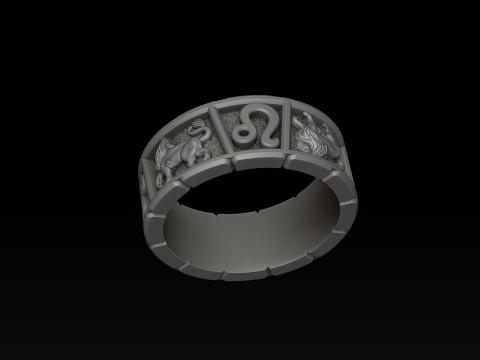 Horoscope Leo Ring v2 3D print model Modelo de Impressão 3D