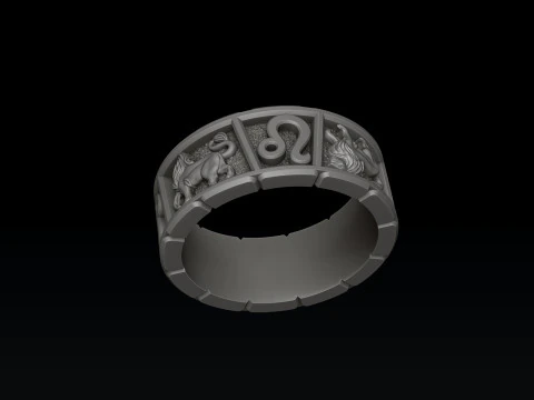 Horoscope Leo Ring v2 3D print model 3D Print Model
