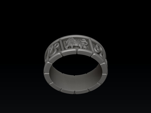 Horoscope Leo Ring v2 3D print model Modelo de Impressão 3D