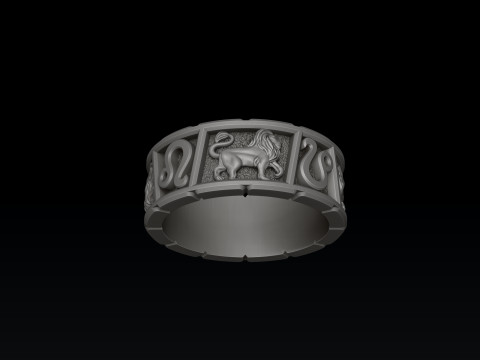Horoscope Leo Ring v2 3D print model Modelo de Impressão 3D