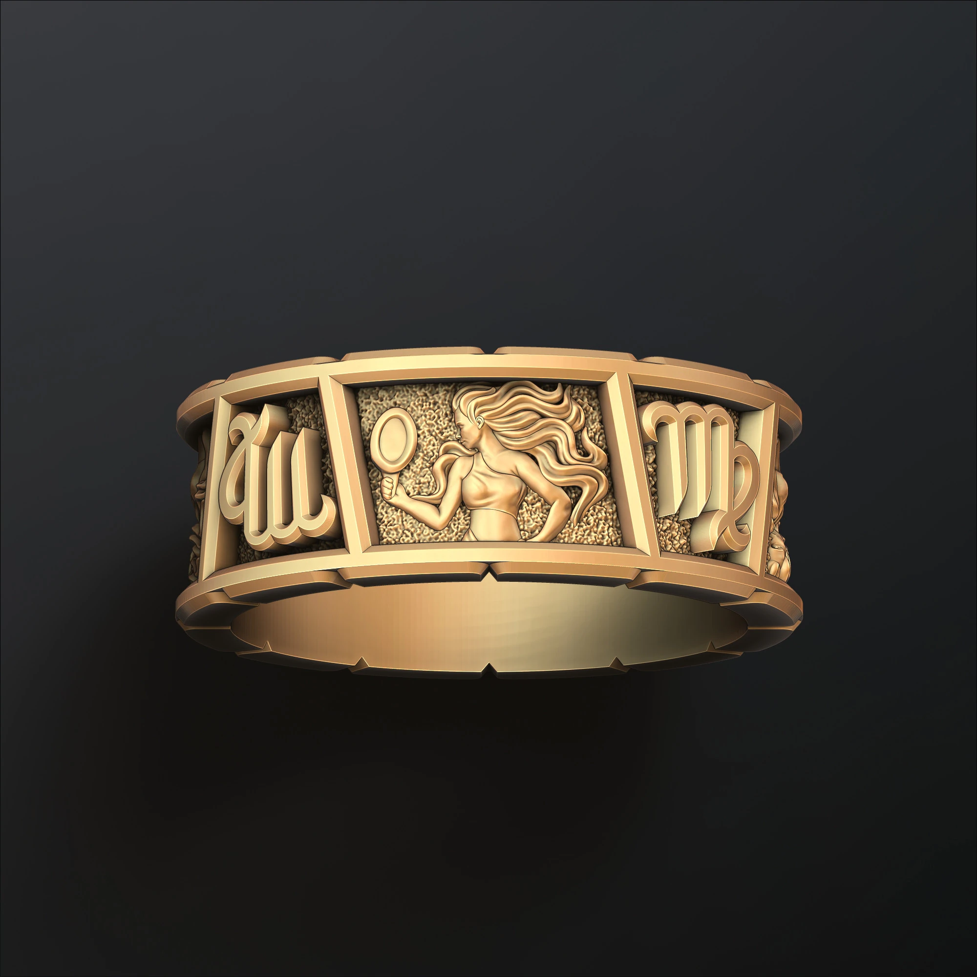 Hor&oacute;scopo Virgem Anel v2 modelo de impress&atilde;o 3D Modelo de Impressão 3D .c4d .max .obj .3ds .fbx .stl .blend 
