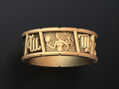 Horoscope Virgo Ring v2 3D print model 3D 打印模型