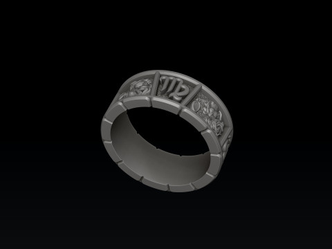 Horoscope Virgo Ring v2 3D print model 3D Принт Модель