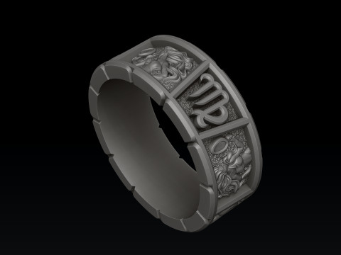 Horoscope Virgo Ring v2 3D print model 3D Принт Модель