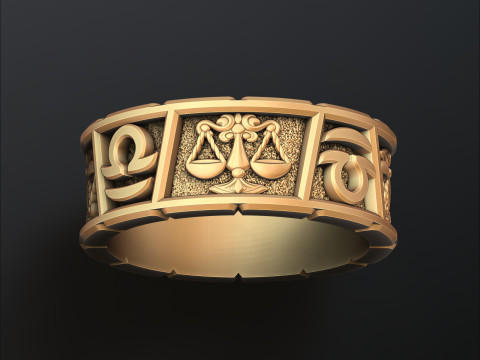 Horoscope Libra Ring v2 3D print model 3D 打印模型