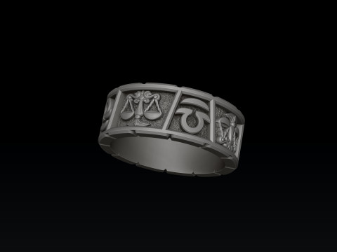 Horoscope Libra Ring v2 3D print model 3D Принт Модель