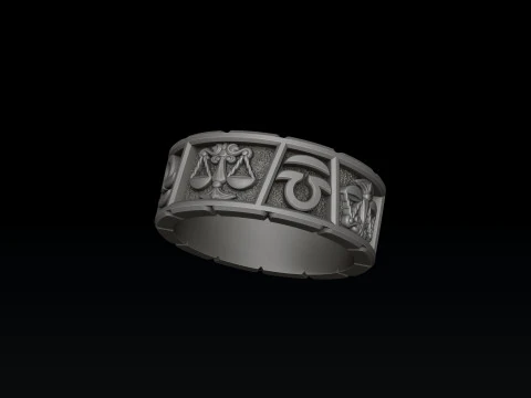 Hor&oacute;scopo Libra Ring v2 modelo de impress&atilde;o 3D Modelo de Impressão 3D