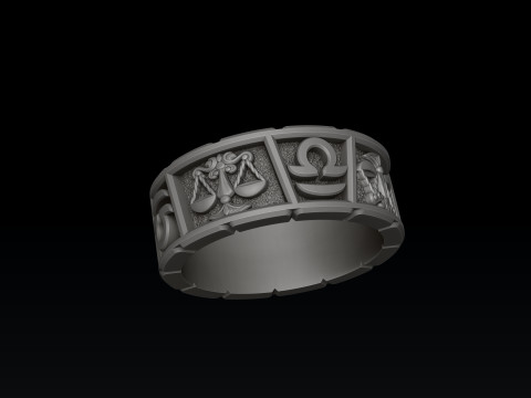 Horoscope Libra Ring v2 3D print model 3D Принт Модель