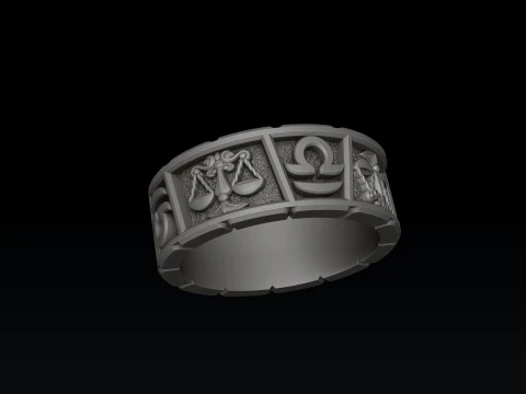 Hor&oacute;scopo Libra Ring v2 modelo de impress&atilde;o 3D Modelo de Impressão 3D