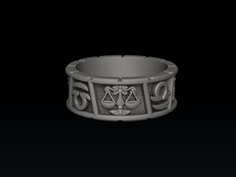 Horoscope Libra Ring v2 3D print model 3D Принт Модель
