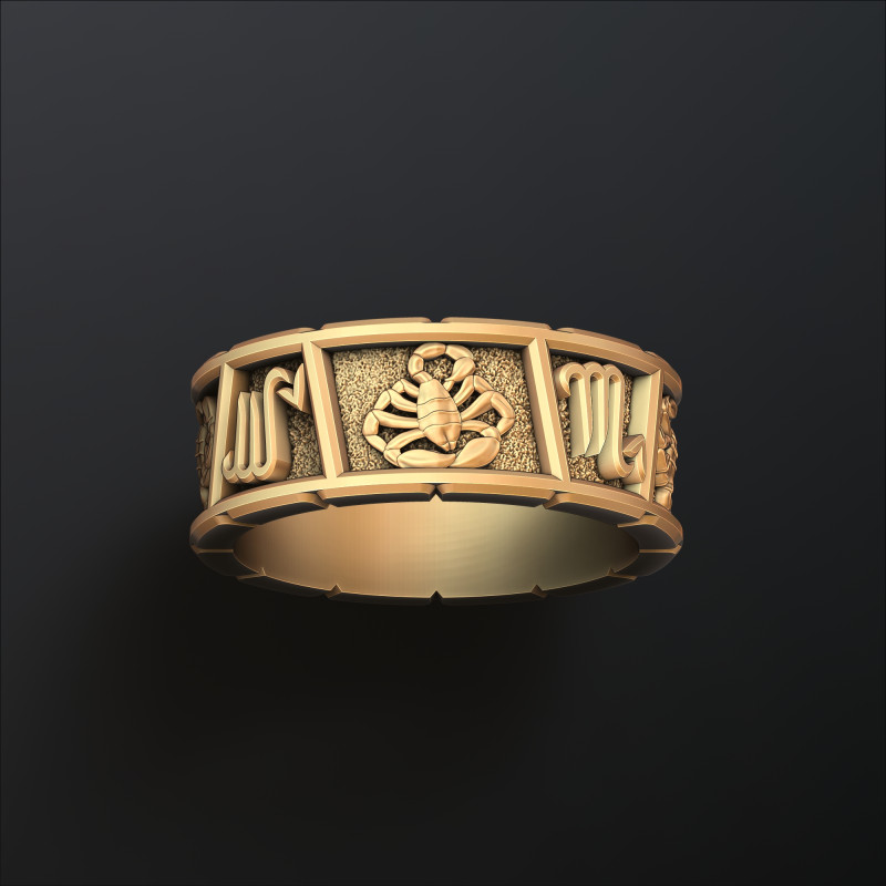 Horoscope Scorpio Ring v2 3D print model Modelo de Impressão 3D .c4d .max .obj .3ds .fbx .stl .blend