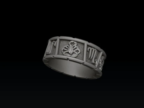 Horoscope Scorpio Ring v2 3D print model 3D Print Model