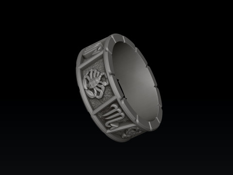 Horoscope Scorpio Ring v2 3D print model Modelo de Impressão 3D