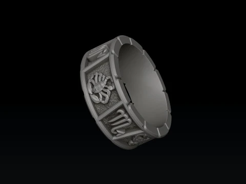 Horoscope Scorpio Ring v2 3D print model 3D Print Model