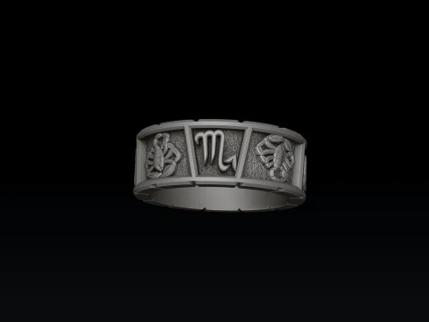 Horoscope Scorpio Ring v2 3D print model 3D Print Model
