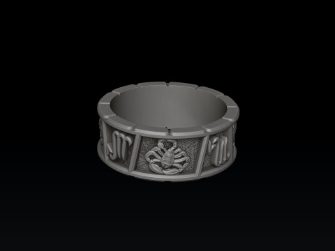 Horoscope Scorpio Ring v2 3D print model Modelo de Impressão 3D