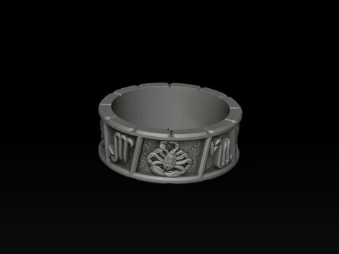 Horoscope Scorpio Ring v2 3D print model 3D Print Model