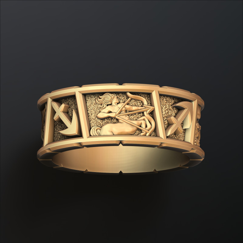 Horoscope Sagittarius Ring v2 3D print model Modelo de Impressão 3D .c4d .max .obj .3ds .fbx .stl .blend